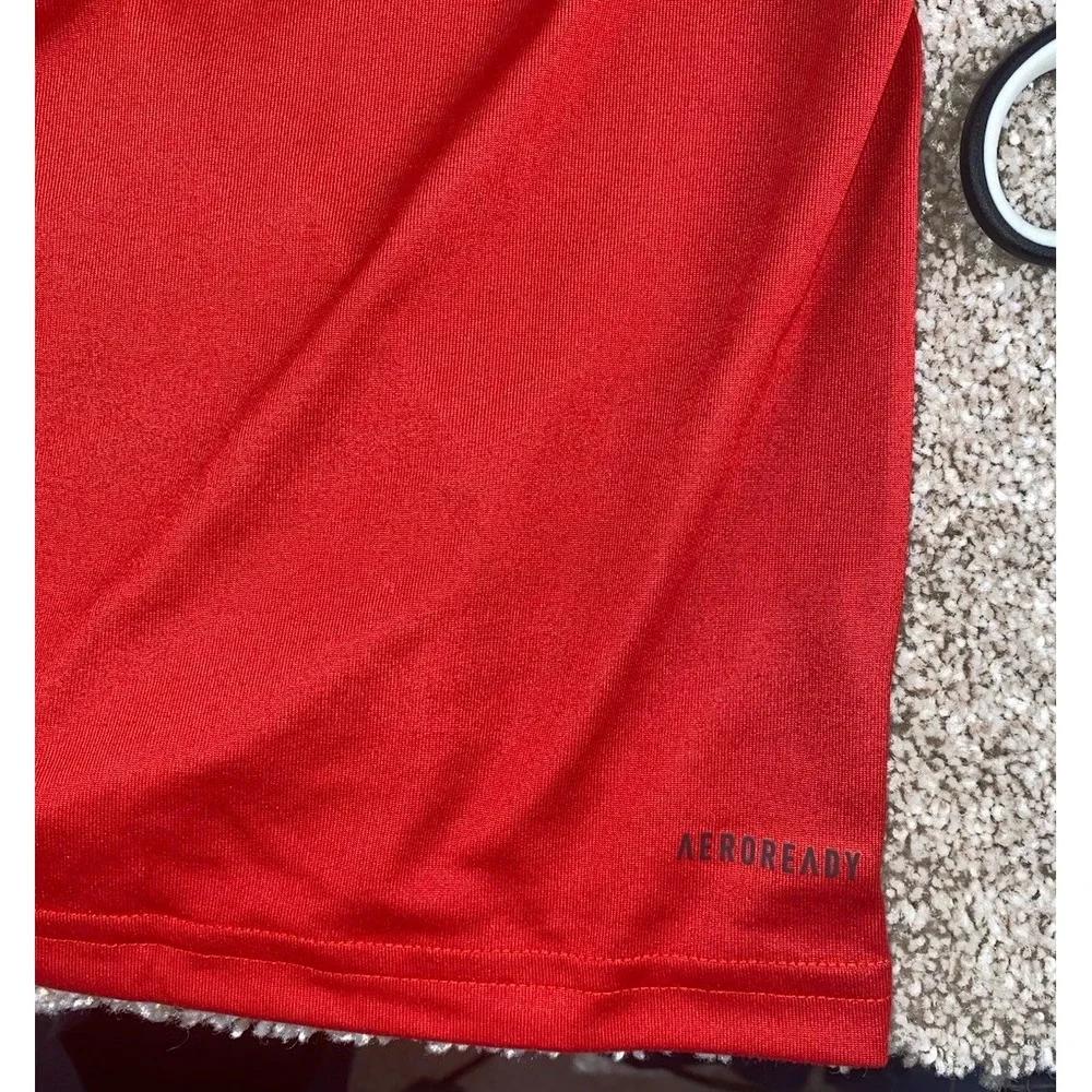 Adidas Aero Ready Short Sleeve Hoodie Pullover Mens LT (LT2) Red Performance Gym